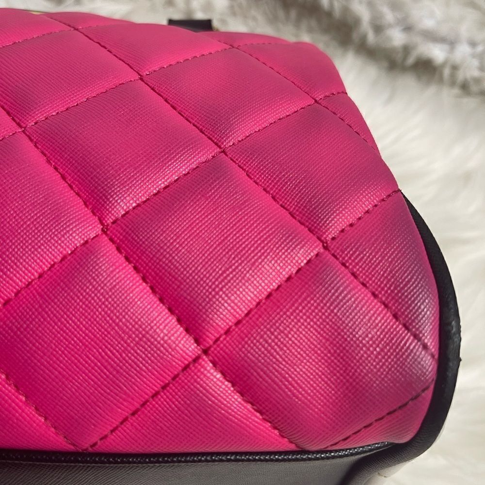 Betsey Johnson Synthetic hot pink, beige & black quilted Satchel/ crossbody bag - Picture 12 of 13
